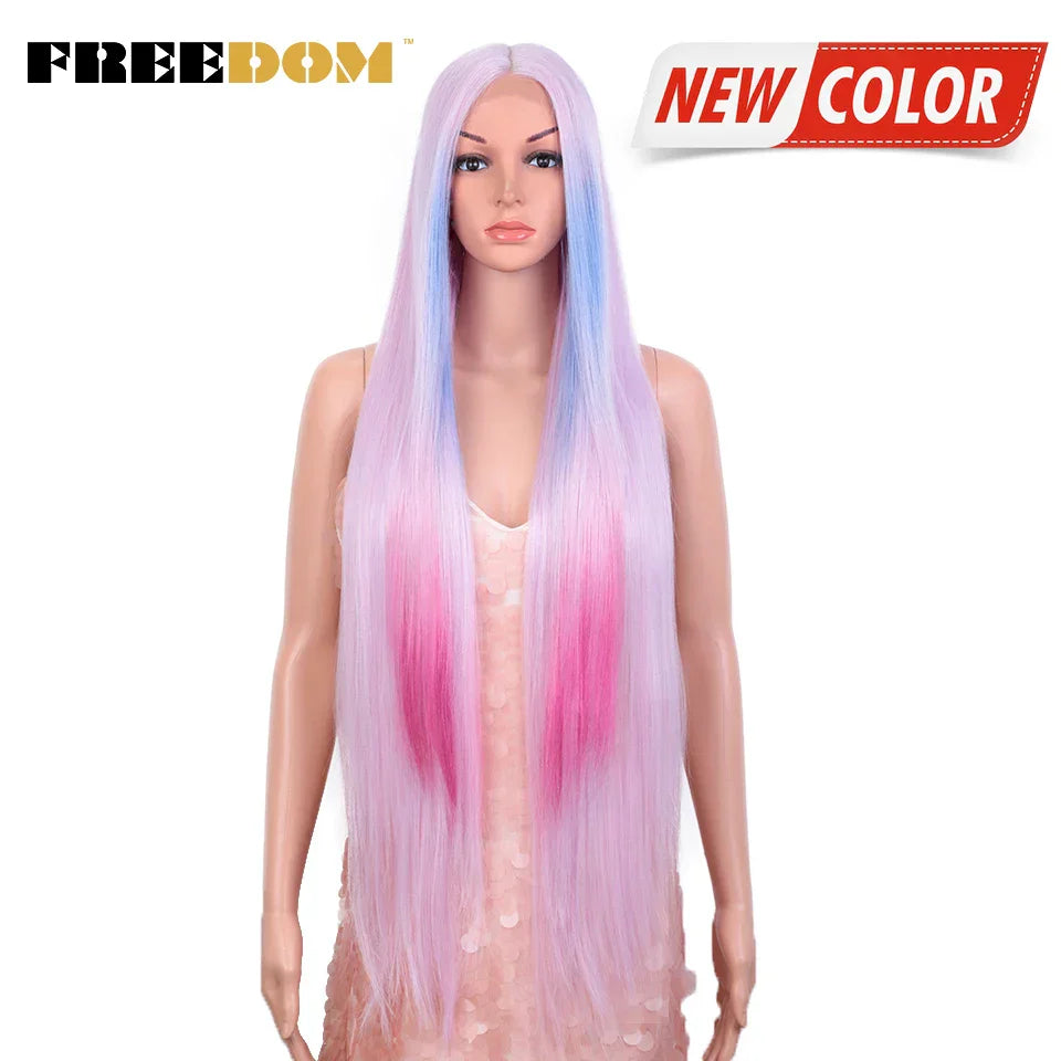 FREEDOM Synthetic Lace Front Wigs For Women Straight