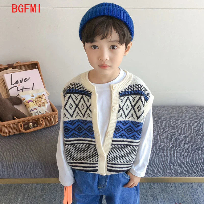 1-10Y Children Single-breasted Vests Sweaters Cotton Vest boy