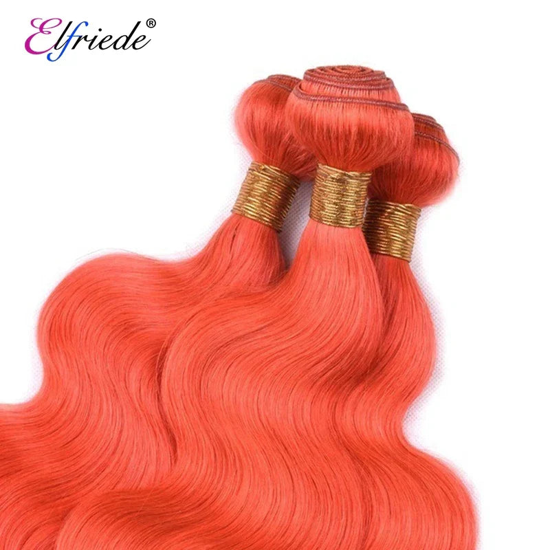 Elfriede #Orange Red Body Wave Colored Hair Bundles