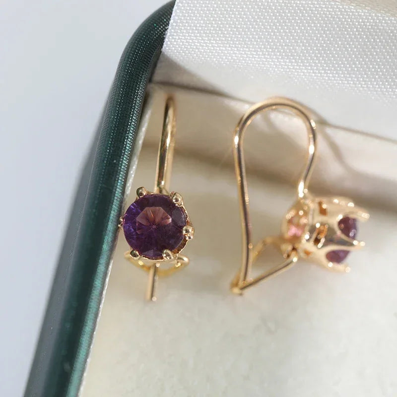 Exquisite Women Gold Plated Red Dangle Earrings for