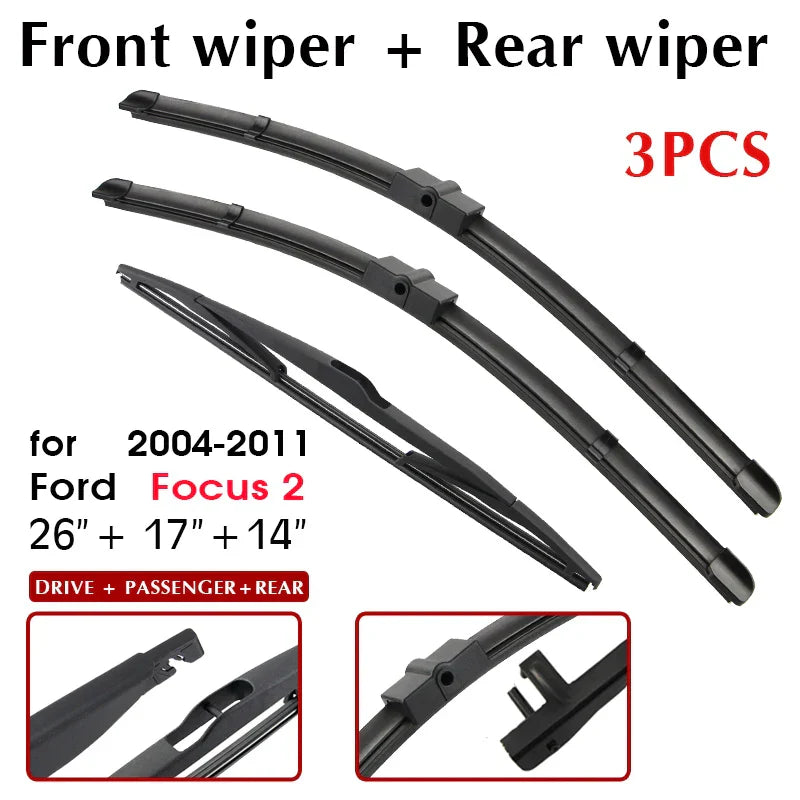BROSHOO Wiper Front Rear Wiper Blades Set