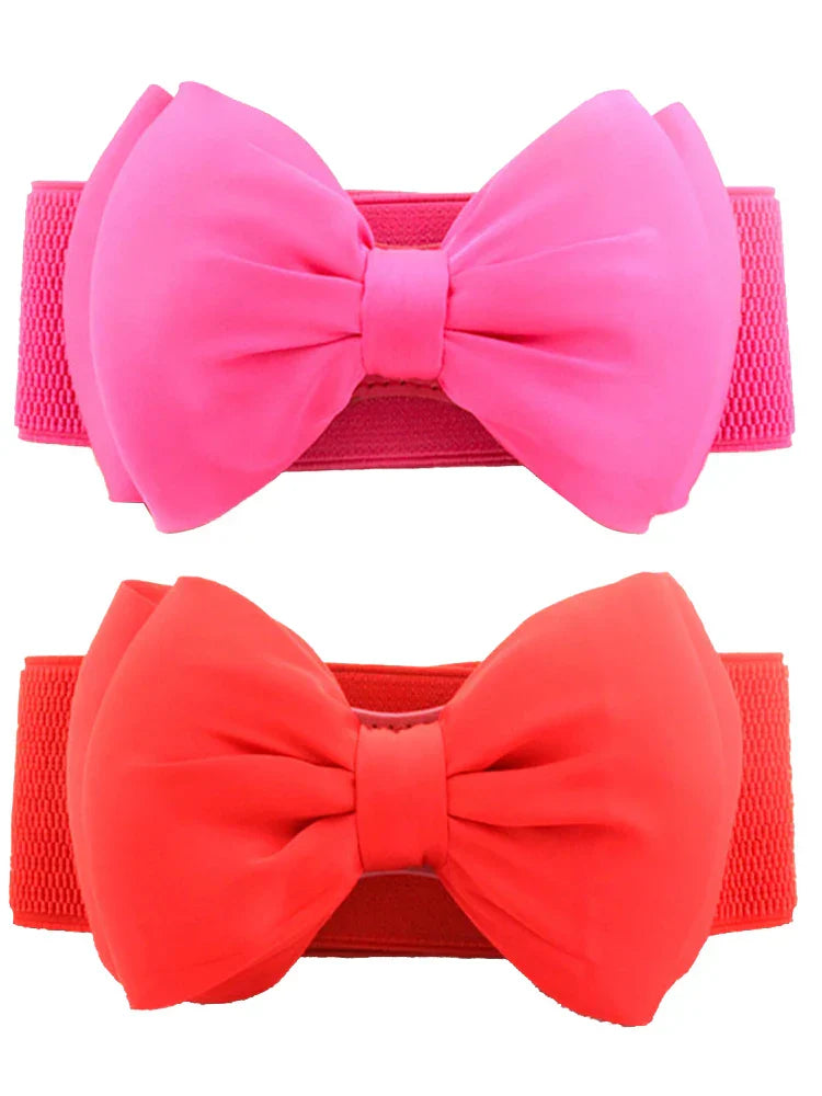 New Fashion Women Bowknot Cummerbunds Elastic Bow Wide