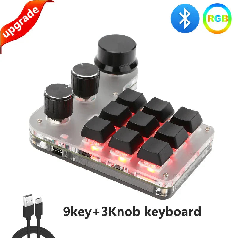 Macro Programming Keyboard Bluetooth USB Backlit 2.4G Wireless