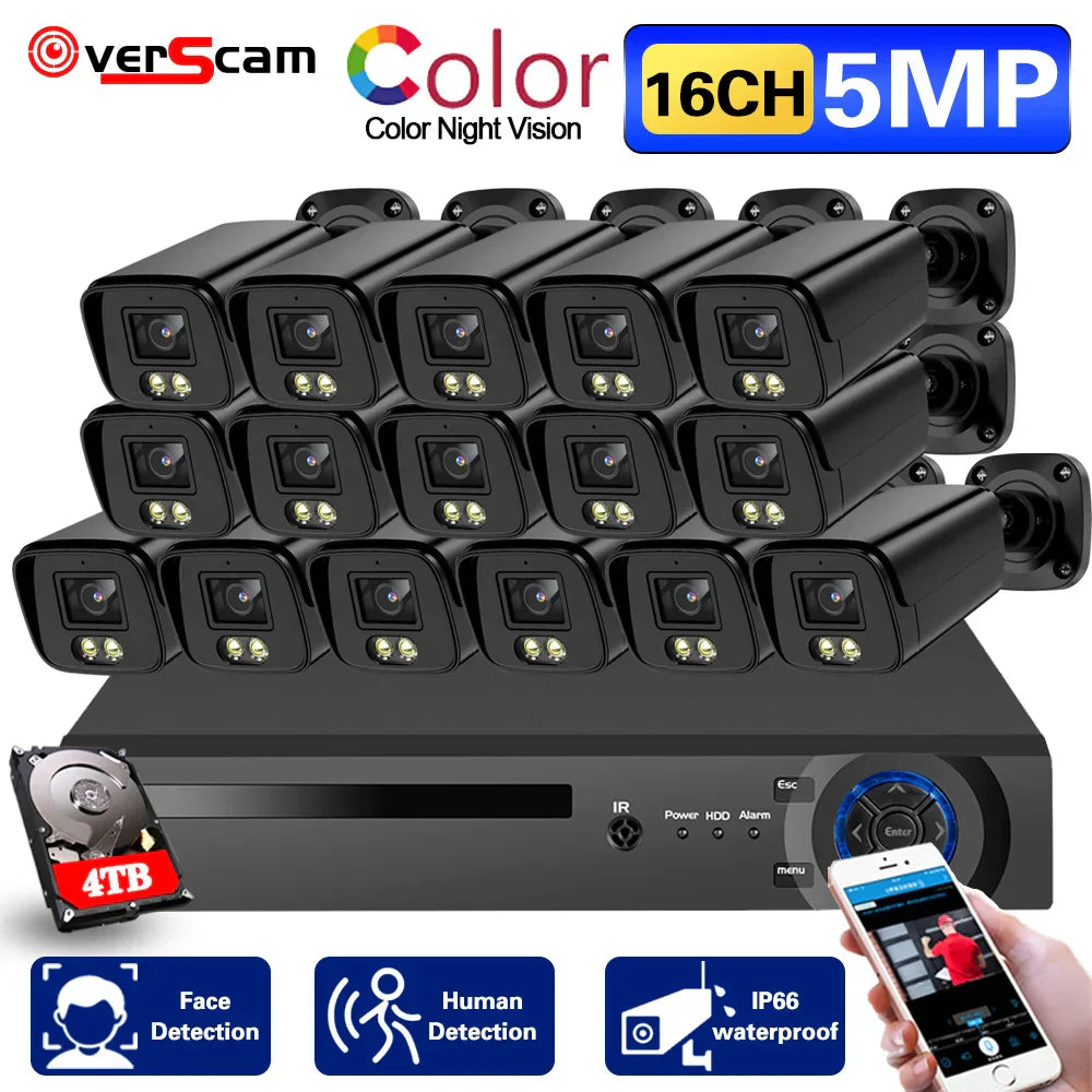 5MP 16PCS CCTV Camera Full Color Night Vision
