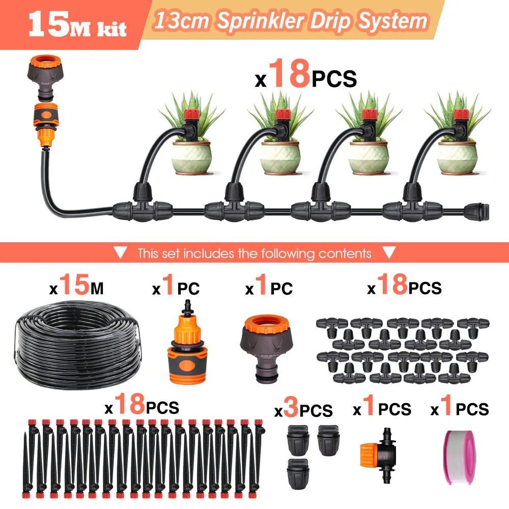 50-5M Garden Drip Irrigation System with Pump & Sprinklers