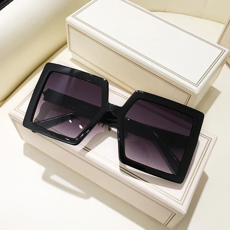 Retro Pink Big Frame Square Sunglasses Women Brand