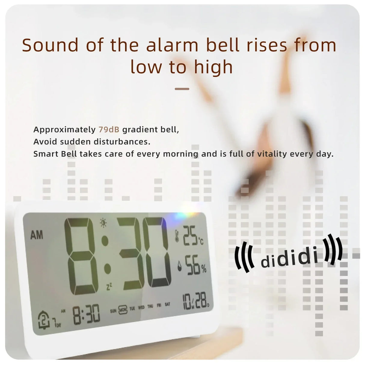 Digital Alarm Clock Table Electronics Wall Temperature Humidity