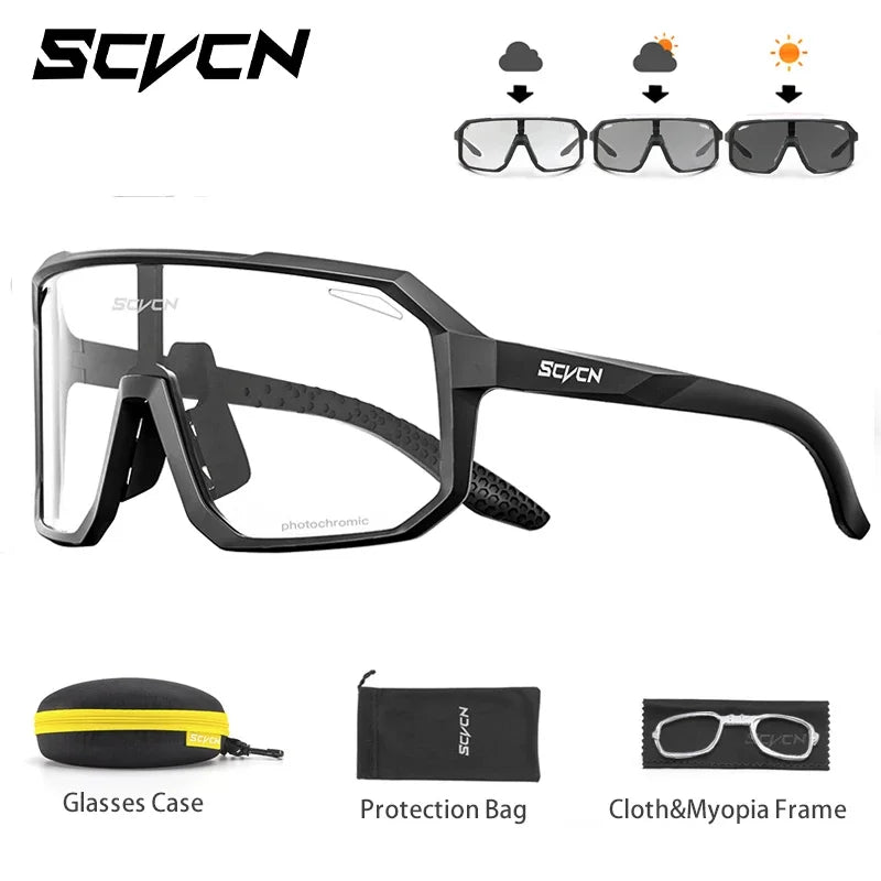 SCVCN Photochromic Men Cycling Sunglasses UV400 Sports Bicycle