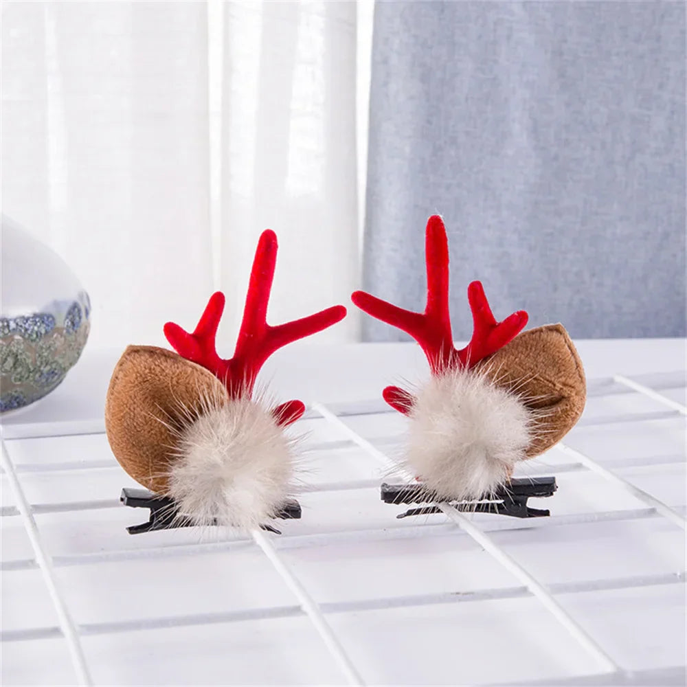 2pcs Pack Cute Reindeer Ears Hair Clip Classic