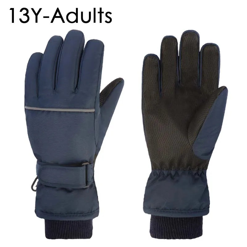 Waterproof Adult Kids Ski Gloves Thick Children Mittens