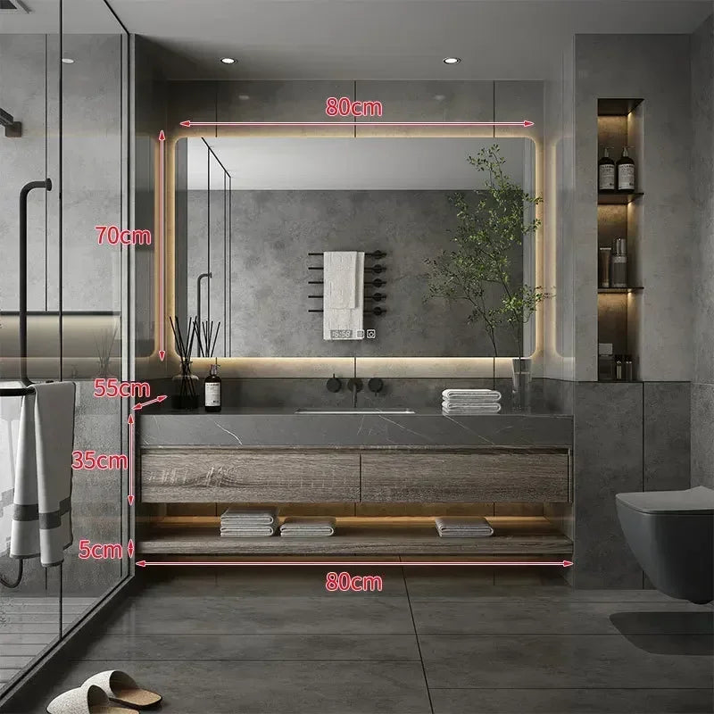 Minimalist Bathroom Cabinet Integrated Rock Plate Ceramic Washbasin