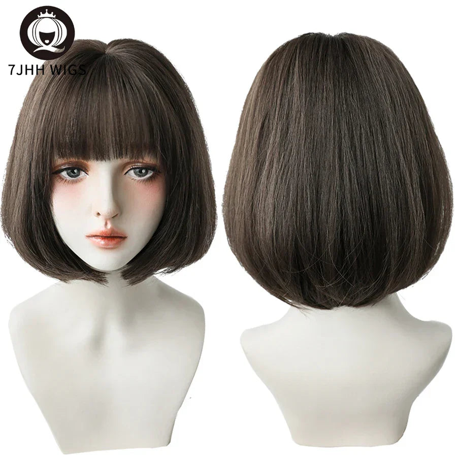 7JHH WIGS Black Short Bob Wig for Girl