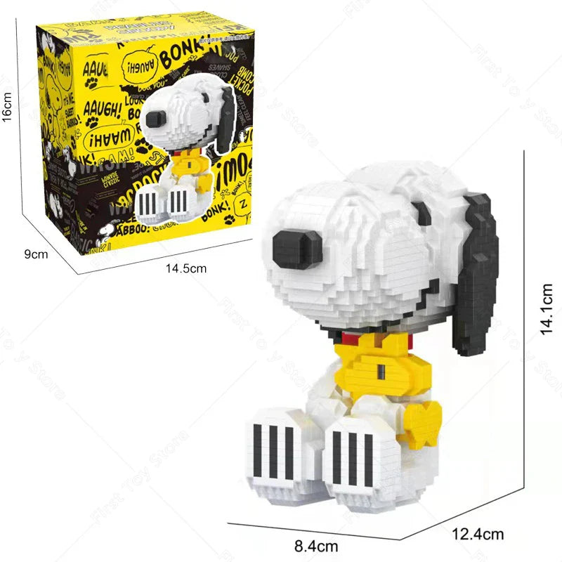 NEW HSANHE Snoopy Anime Action Figures Kawaii Building