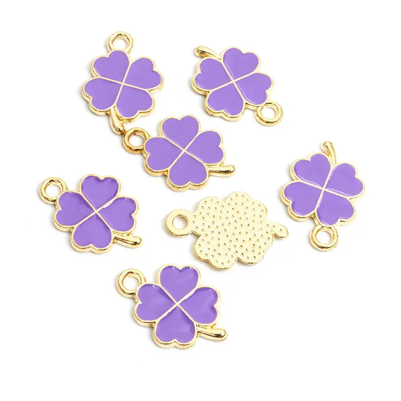 Dopamine Fourleaf Clover Enamel Charms 20pcs DIY Necklace