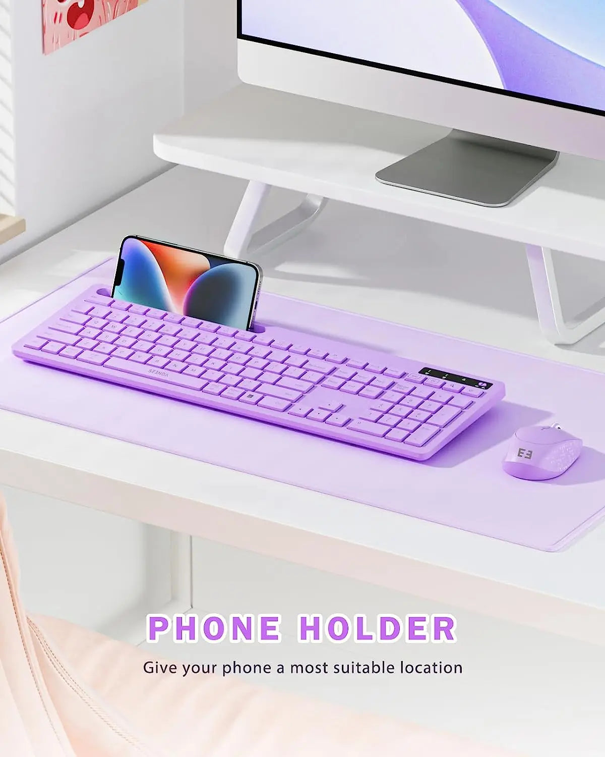Seenda Full-Size Keyboard with Phone Holder 2.4G Silent