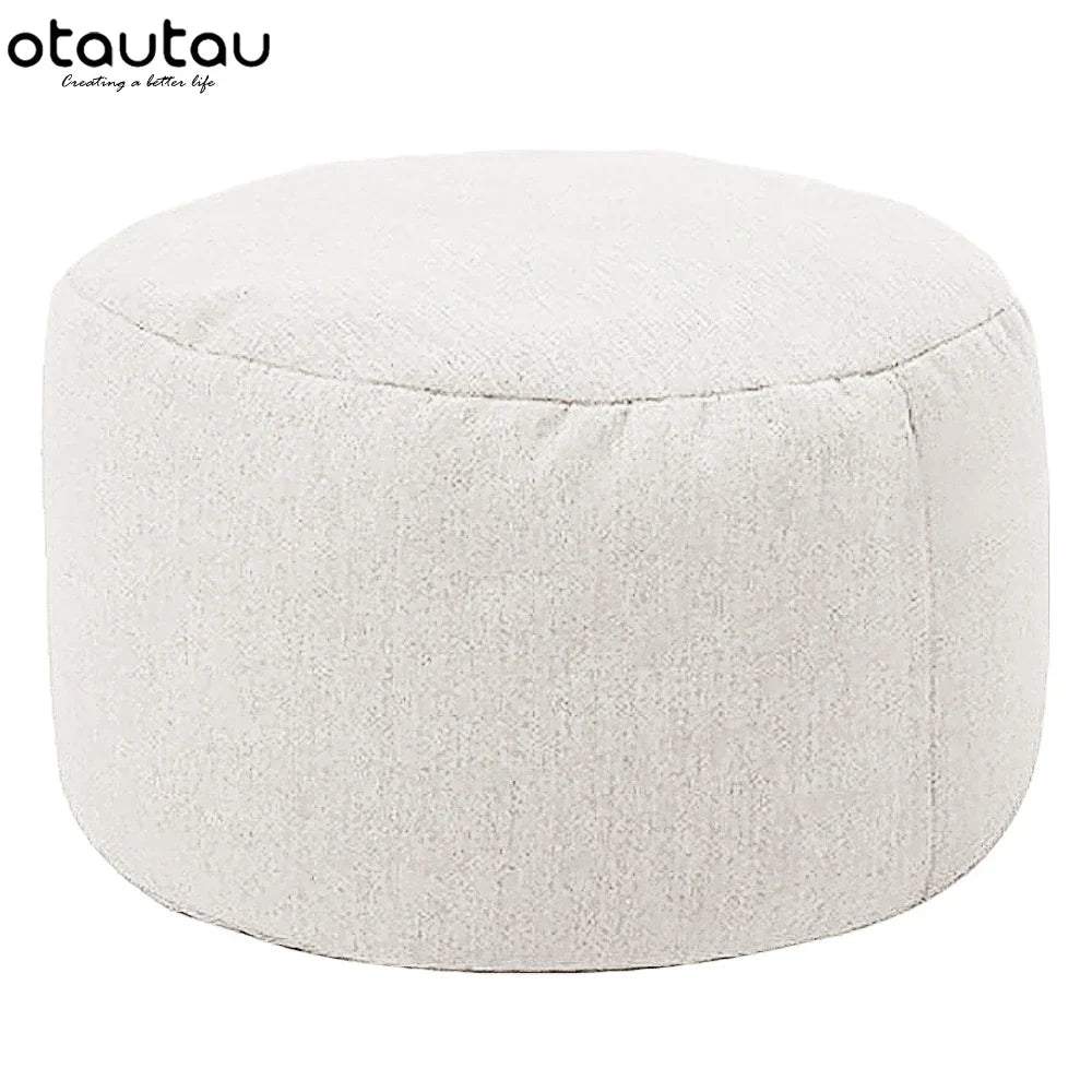OTAUTAU Round Stool D30cm*H20cm Linen Bean Bag Ottoman
