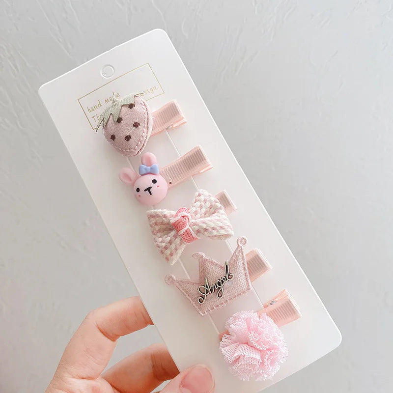 5pcs Set Cute Baby Girls Hairpins Bow Flower