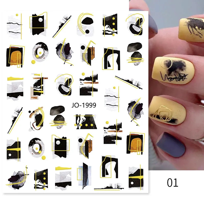 Purple Marble Nails Stickers Smoke Design Manicure Decals