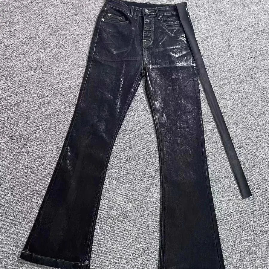 RO Style Distressed Washed Patchwork Flared Jeans American