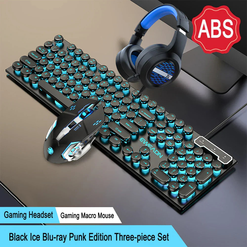 Three-piece Set Punk Gaming Keyboard and Mouse Earphone