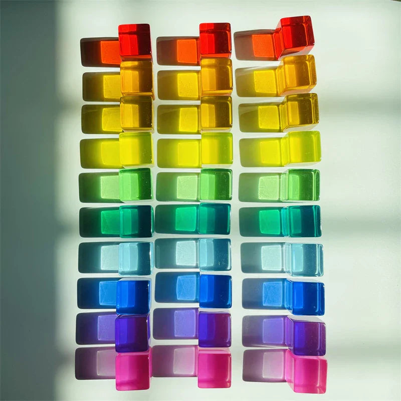 Acrylic Cubes Rainbow Gem Blocks Transparent Stacking Toys