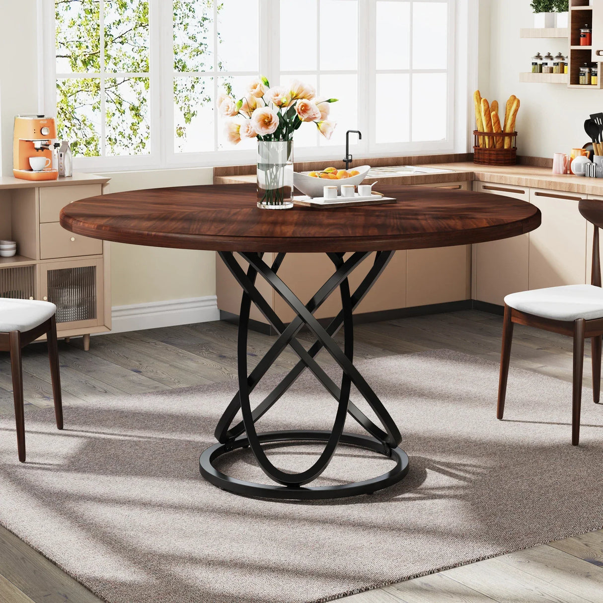 Tribesigns Round Dining Table for 4, 47 Inch