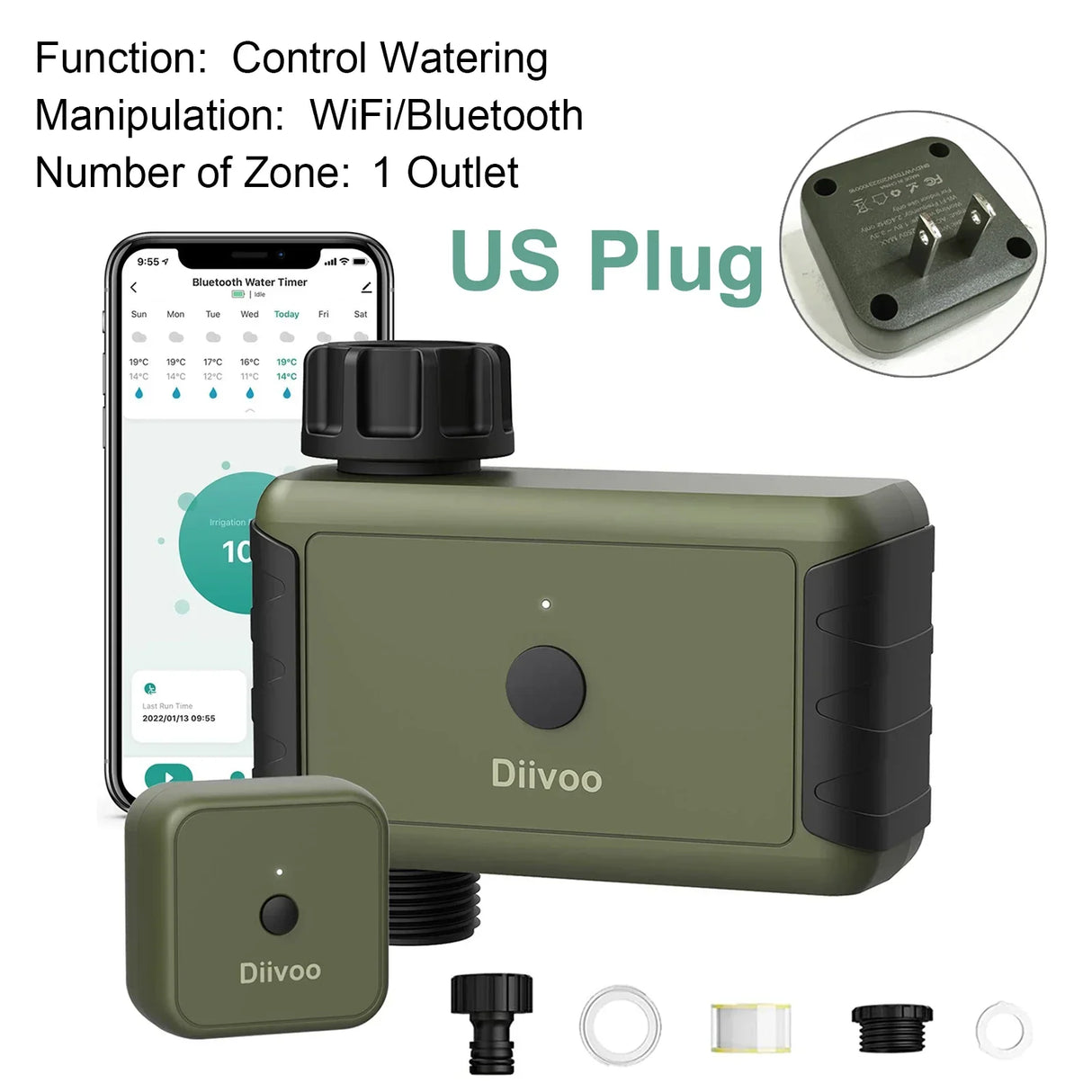 Diivoo 1/2/3 Zone Garden Watering Timer Wifi Automatic