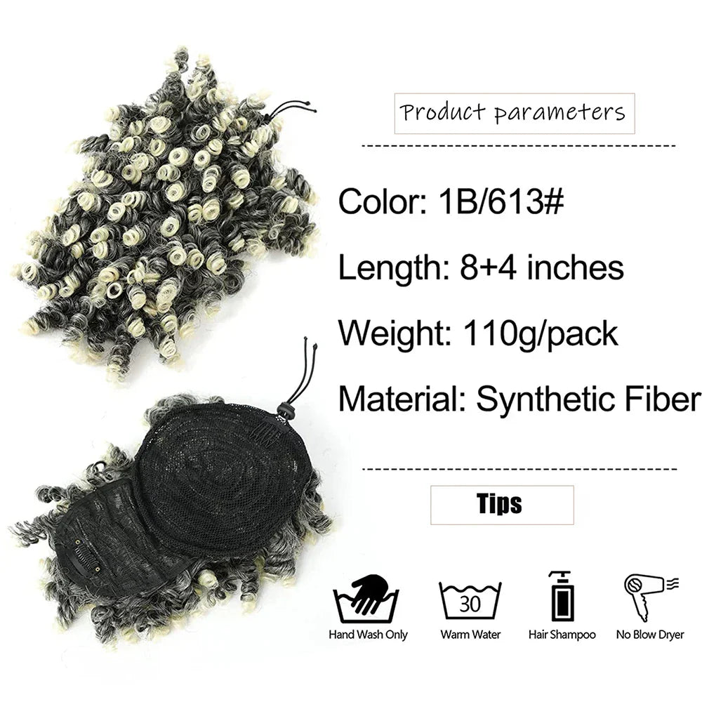 Afro Puff Drawstring Ponytail with Bangs Pineapple Updo