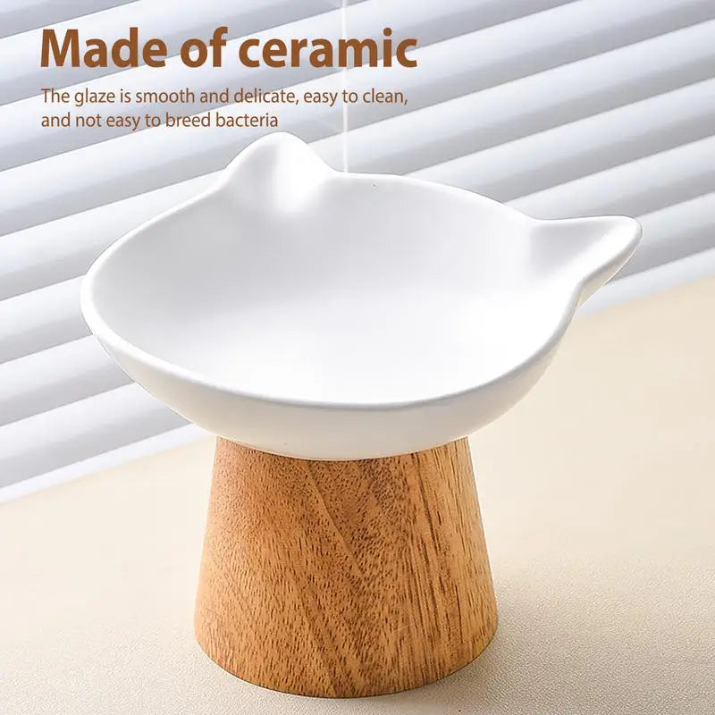 Raised Cat Food Dish Porcelain Feeder Dish With