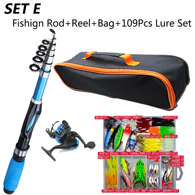 Fishing Rod Full Kits 1.2M Telescopic Sea Spinning