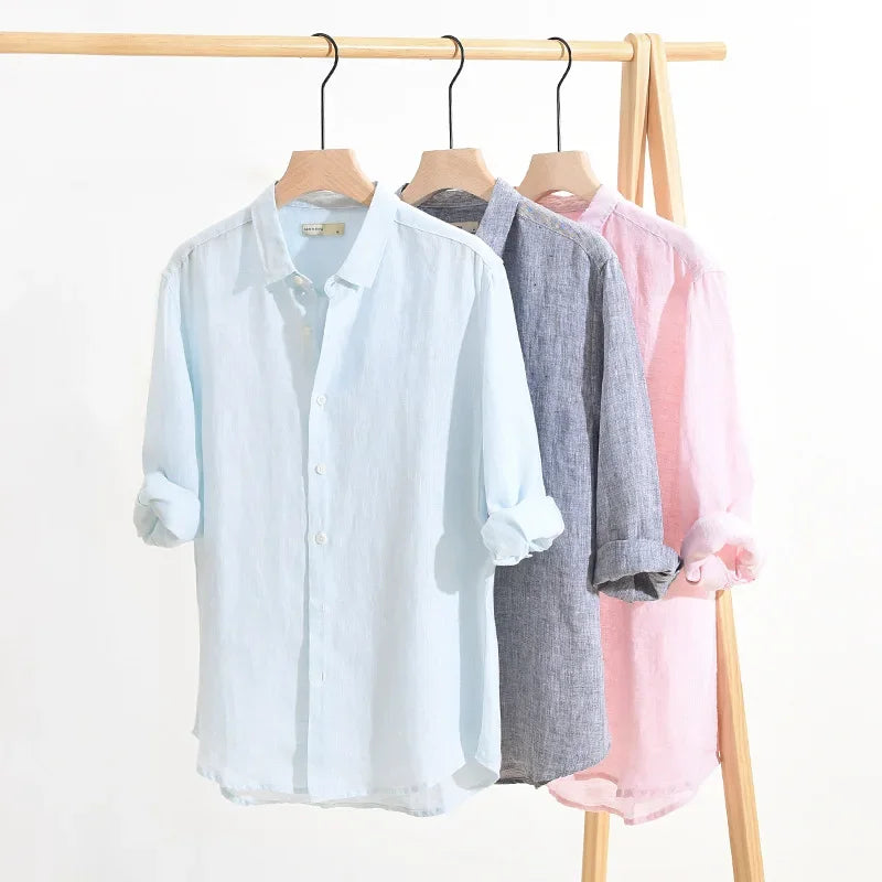 Summer and Spring New Pure Linen Three-quarter Sleeve