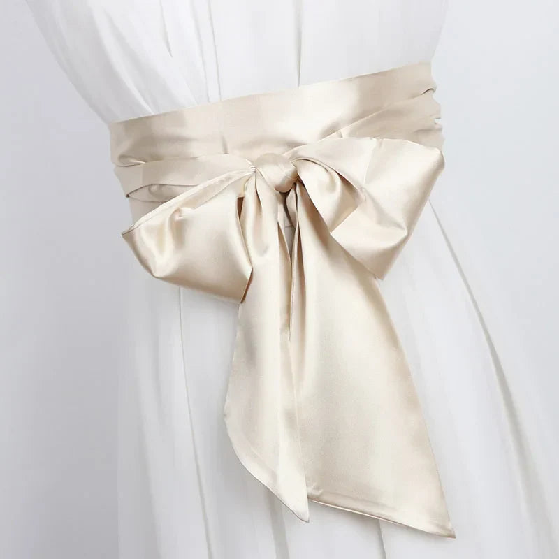 Satin Silk Wide Belt Women 250cm Long Japanese