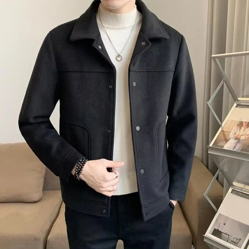 2023 Fashion Men Jacket Single-Breasted Solid Color Short