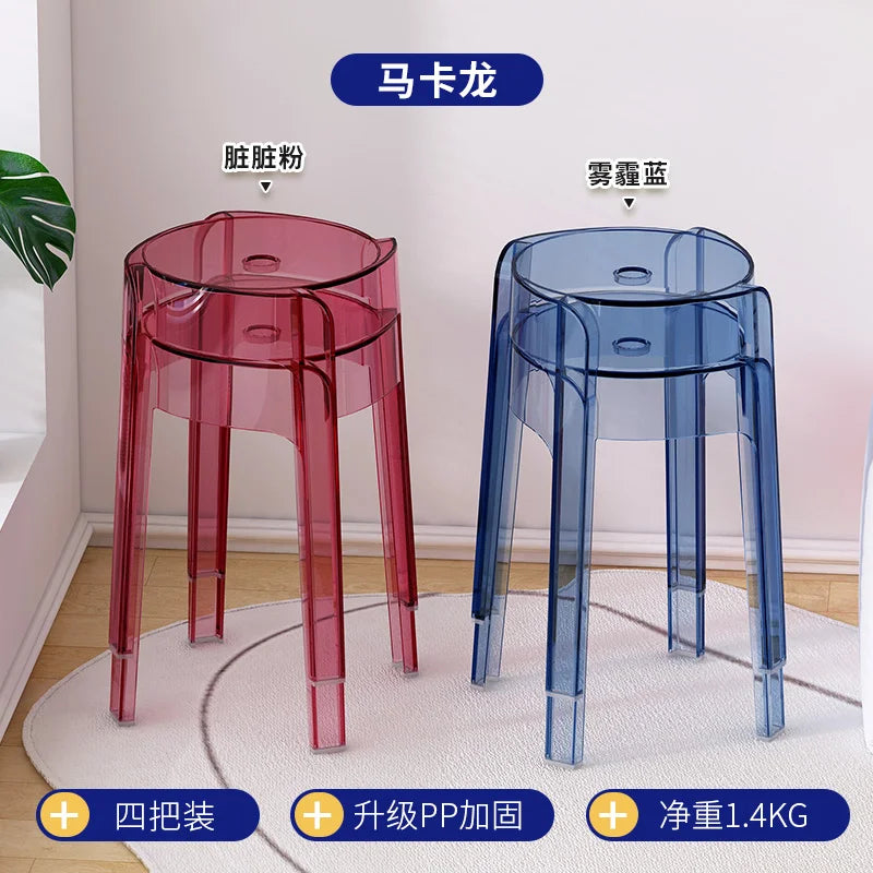 Transparent Plastic Stool Household Thickened Acrylic High Stool