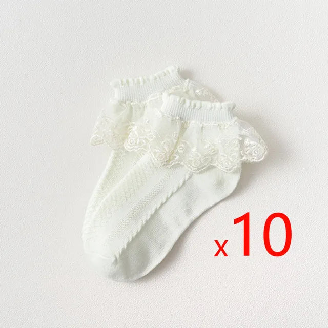 10 Pairs/lot Baby Girls Kids Lace Ruffle Socks