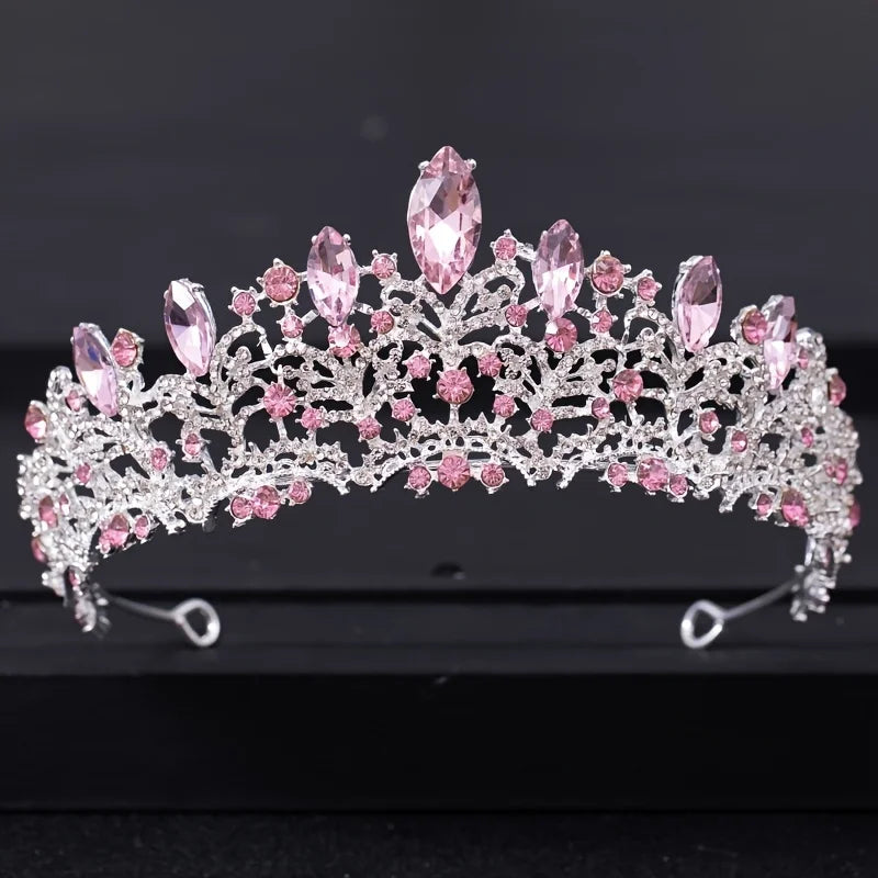 Pink Crystal Tiaras And Crowns Rhinestone Prom Diadem
