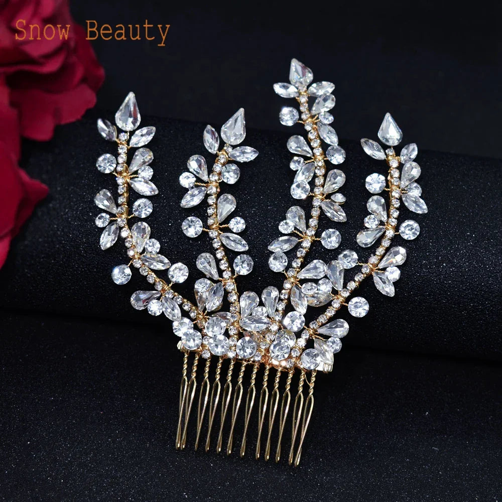 A409 Luxury Wedding Comb Rhinestone Headwear Bride Hair