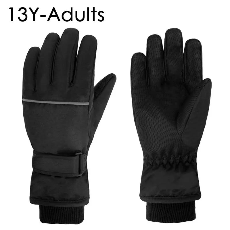 Waterproof Adult Kids Ski Gloves Thick Children Mittens