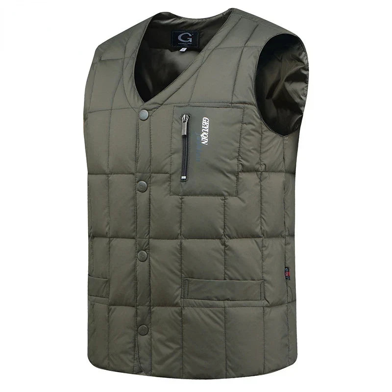 White Duck Down Vest Men Lightweight Autumn Winter