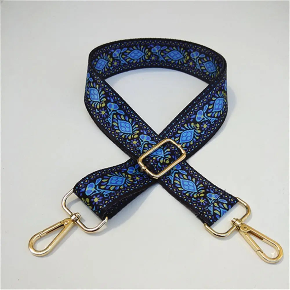 Fashion Bag Strap Adjustable Nylon Flowers Embroidered Colored