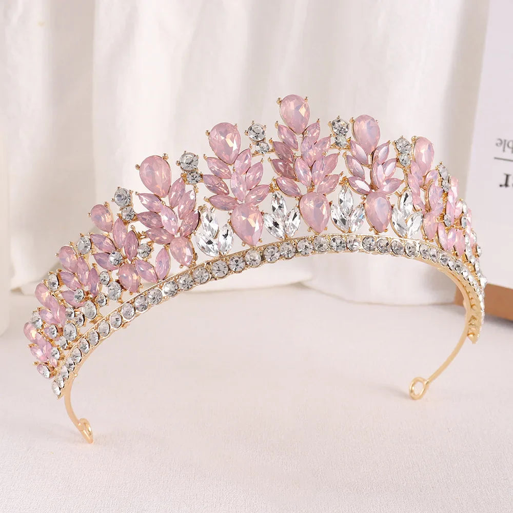 Baroque Green Opal Wedding Headband Crystal Bridal Crowns
