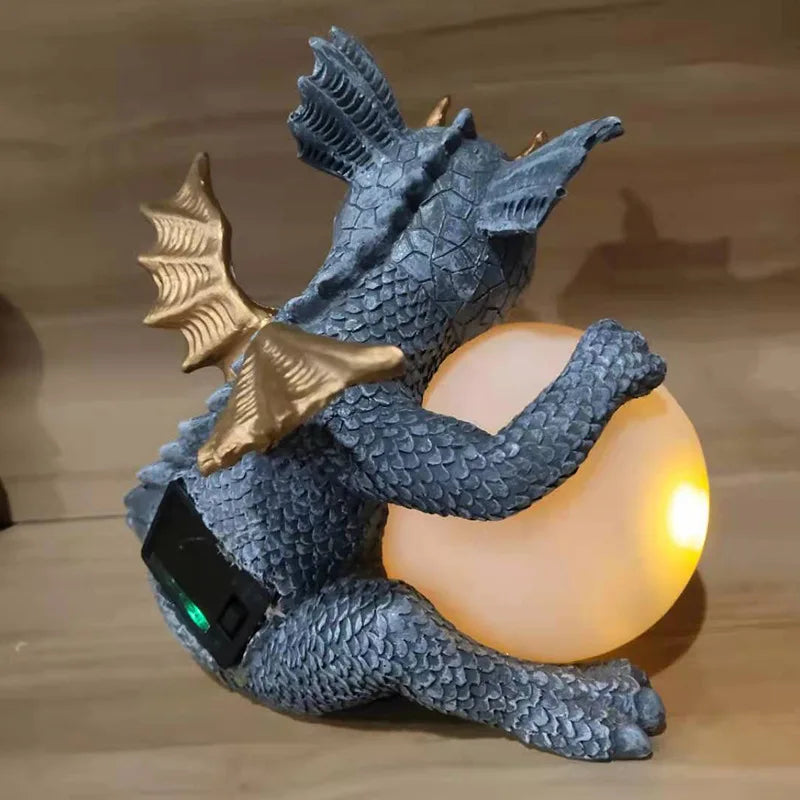Resin Dragon Meditated Statue Courtyard Dragon Sculpture Dinosaur