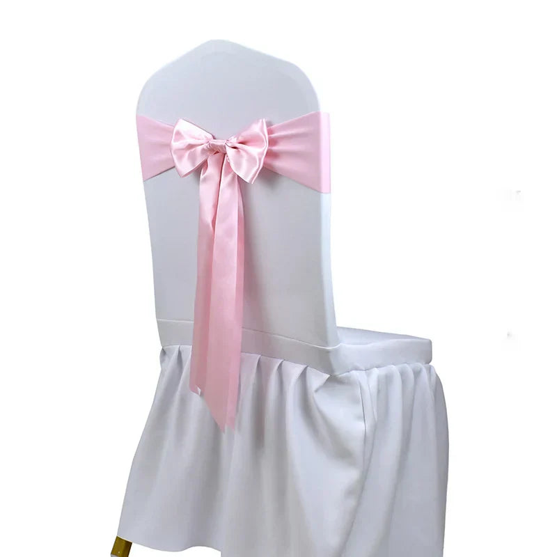 10pcs/50pcs Satin Spandex Chair Bow Band Ribbon Chair