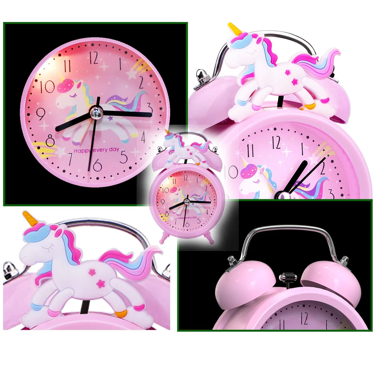 Pink Unicorn Children's Alarm Clock Cartoon Desktop for