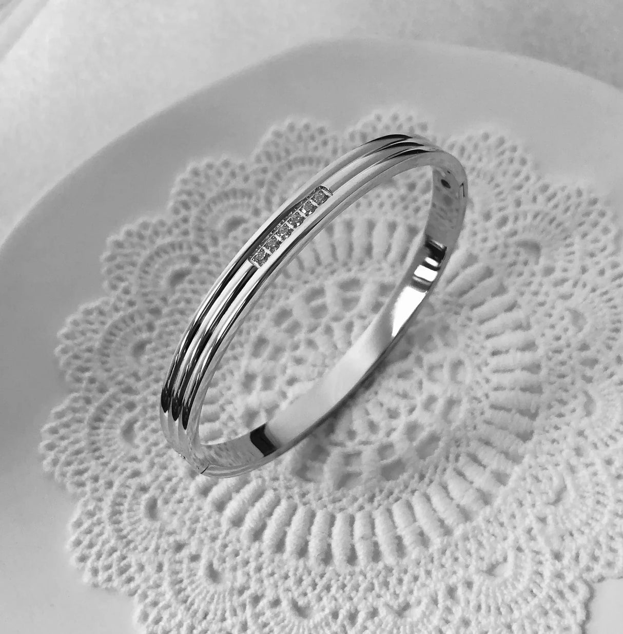 Waterproof Luxury Colorful Cubic Zirconia Bangles Stainless Steel