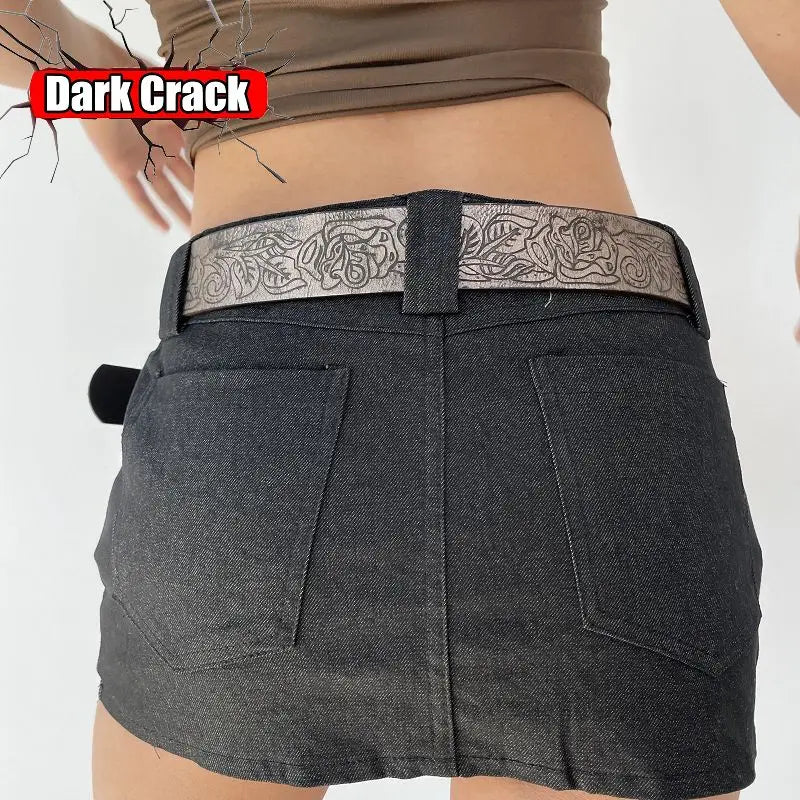Gothic Women’s Men Y2k Harajuku Punk Lolita Girls Subcultures Personalized Retro Embossed Love Belt Leather Belt Fashion Gift