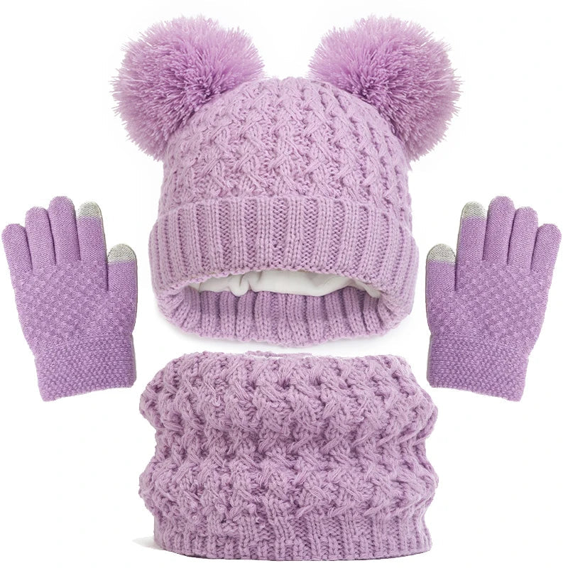 Imitation Cashmere Winter Baby Hat Gloves Scarf Set