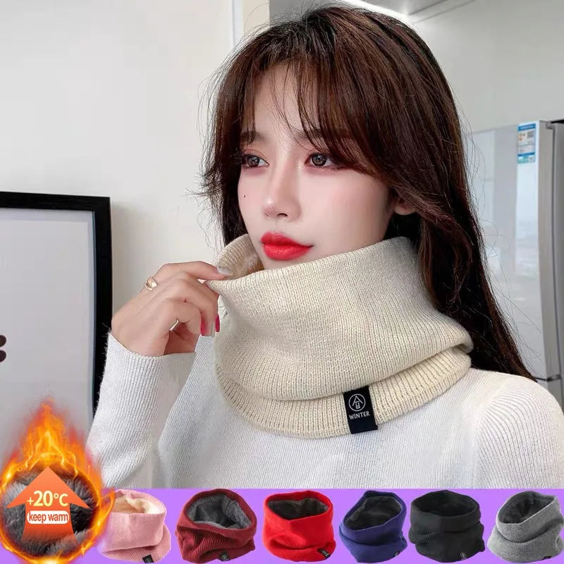 Solid Winter Plush Muffler Woolen Knitting for Women