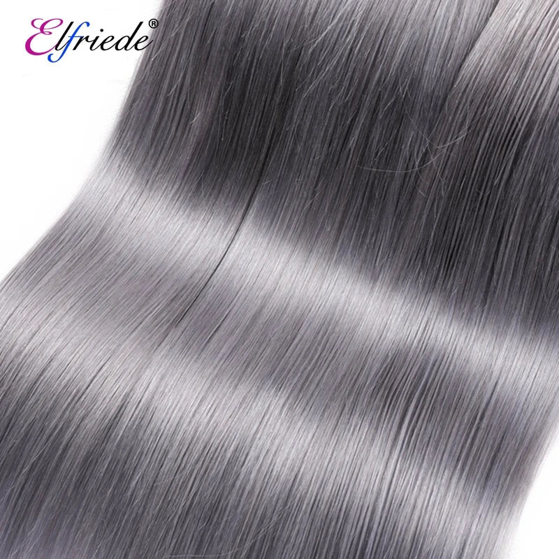 Elfriede 1BGrey Straight Ombre Colored Hair Bundles with
