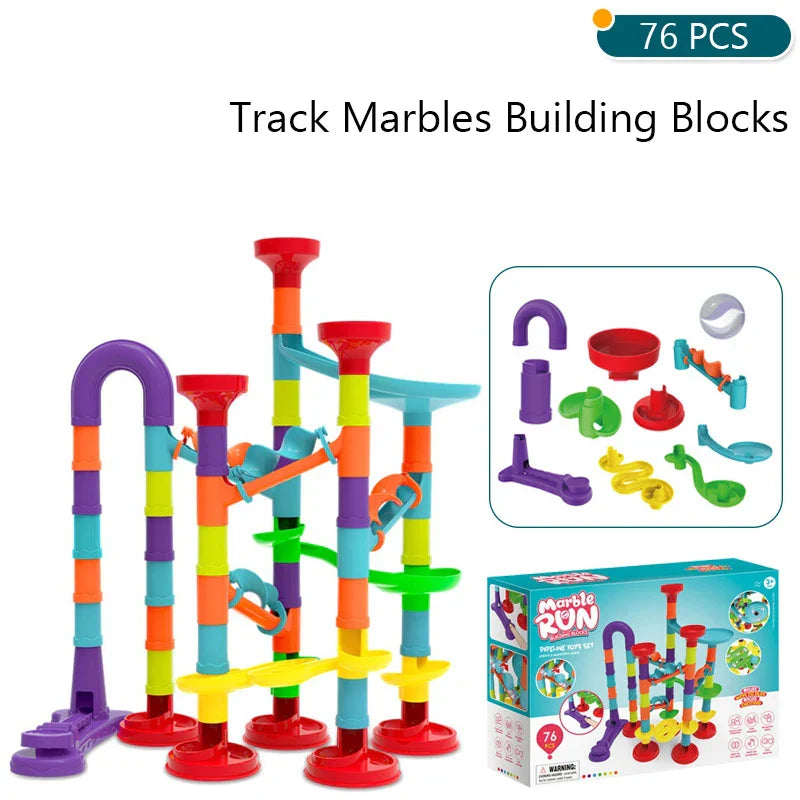 Marbles Run Catapult Track Building Blocks Slide Beads